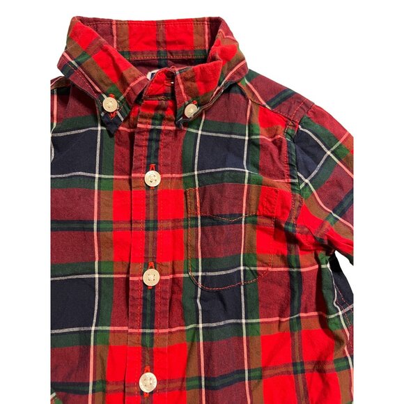 Janie and Jack Red Plaid Button Down Shirt Infant Boys Size 12 - 18 months Excel - Picture 5 of 5